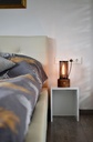 Wooden bedside brass lamp