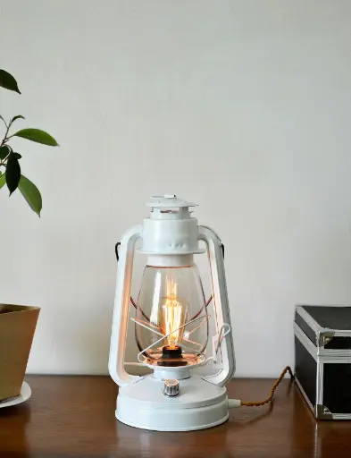 ELECTRIC WHITE HURRICANE TABLE LAMP